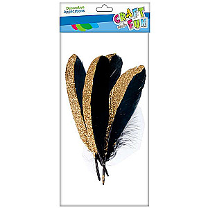 Dekors radošumam - Melni/zeltaini spalvas 17-22cm 4gab.