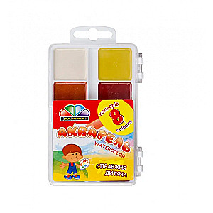 Akvarelis 8 krāsas, bez otas, plastmasas kārba