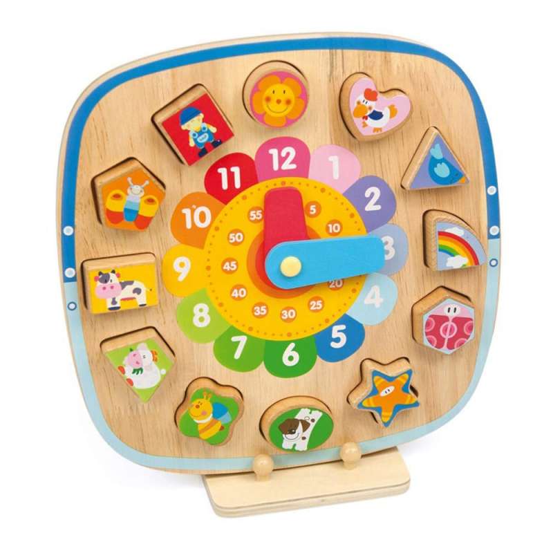 Развивающая игрушка ANDREU - Часы из деревянных блоков
