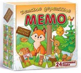 Bērnu koka Memo - Meža iemītnieki 24 gab.