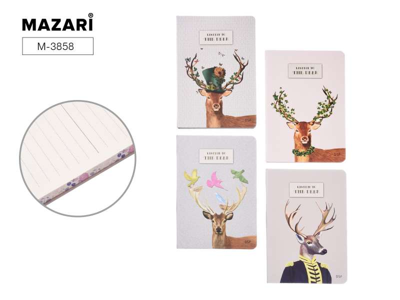 Piezīmju grāmatiņa 12,8 x 18,8 cm LISTEN TO THE DEER, 100 lapas