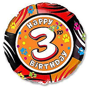Folijas balons 18/46cm apaļš 3 FX Priecīgu dzimšanas dienu, krāsains