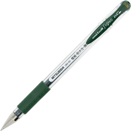 Ручка гелевая темно-зеленая.UNI UM*151 
