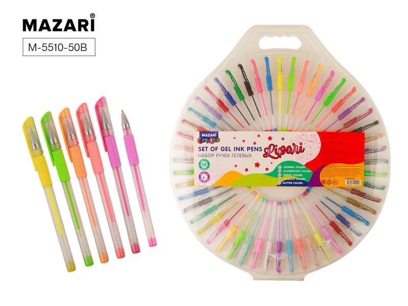 Gēla pildspalvu komplekts LIPARI, 50 krāsas