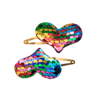Matu sprādžu komplekts - Sirsniņa ar gliteriem, krāsaina 2gb