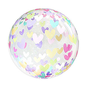 Folijas balons 18 caurspīdīgs ar sirdīm