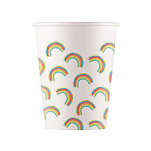 Papīra glāzes 200 ml, 8 gab. Rainbow Party