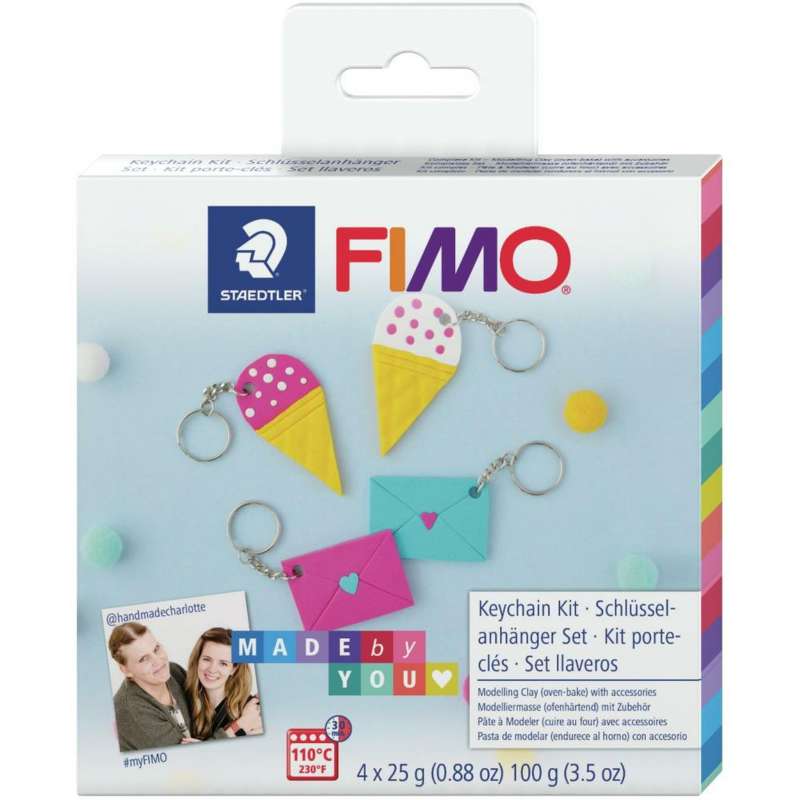 Cietējoša modelēšanas masa FIMO, Atslēgu piekariņš komplekts 4 krāsas