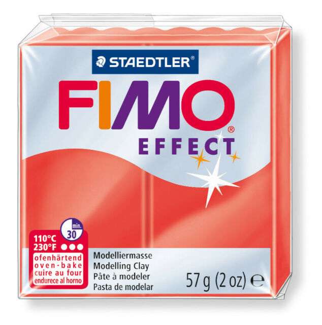 Полимерная глина FIMO EFFECT прозрачный, 57 г, красный