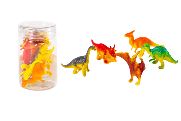 Набор игрушек - фигурки динозавров, в банке