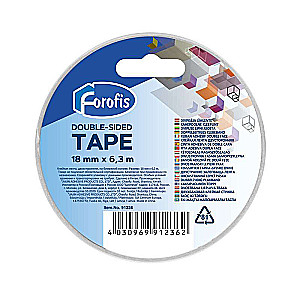 Divpusēja līmlente FOROFIS 18mm x 6.3m, caurspīdīga
