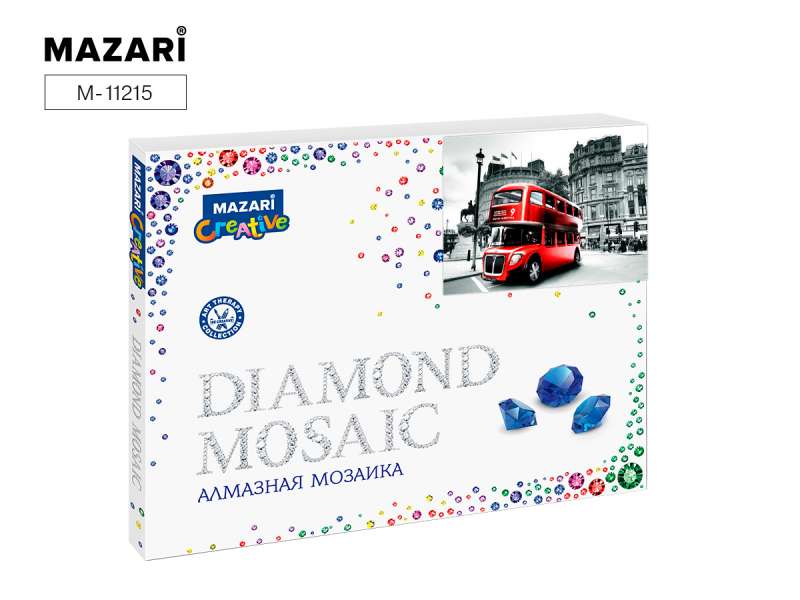Dimanta mozaīka SARKANA AUTOBUSS, 40x50 cm