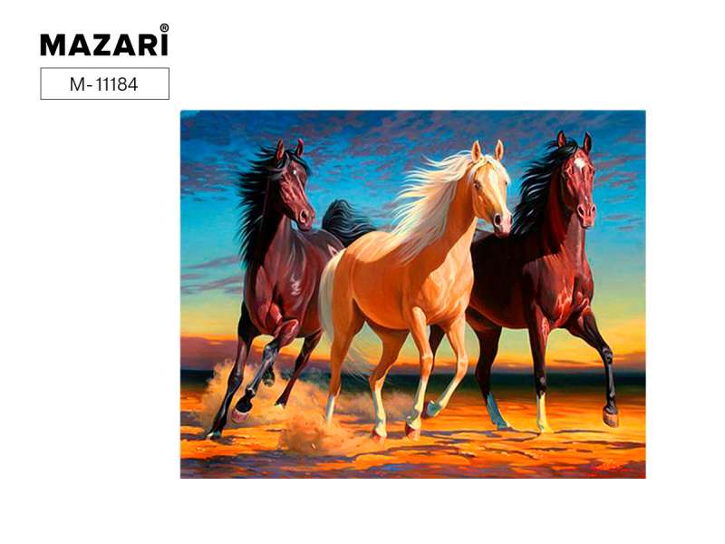 Dimanta mozaīka TRIJAS ZIRGU, 40x50 cm