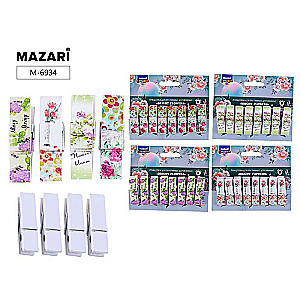 Dekoratīvās klipītes koka BRIGHT FLOWERS, 8 gab.
