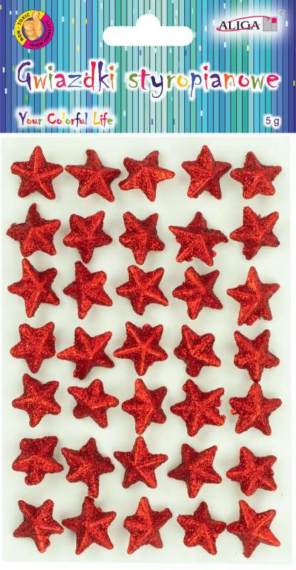 Dekors daiļradei Polistirola zvaigznītes - sarkanas