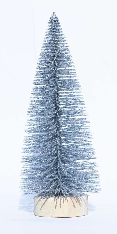 Новогодний декор- Блестящая серебряная новогодняя елка 15см