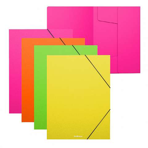 Plastmasas mapīte ar gumijām Matt Neon, A4, assorti