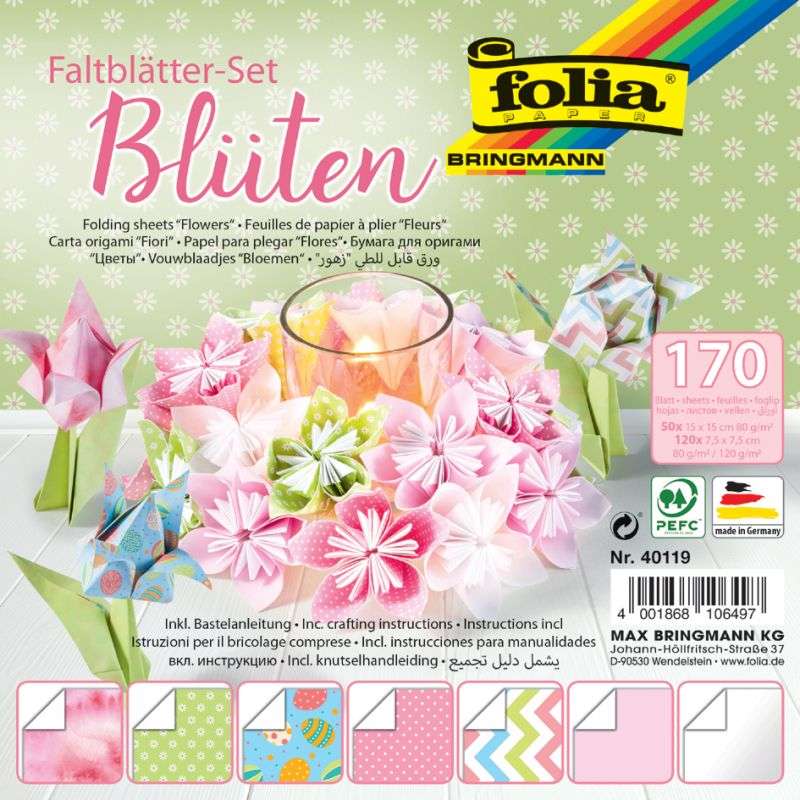 Бумага для оригами FOLIA Цветок , 170 элементов