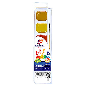 Akvareļu klasika 6 krāsas ar otu (eiropiekare)