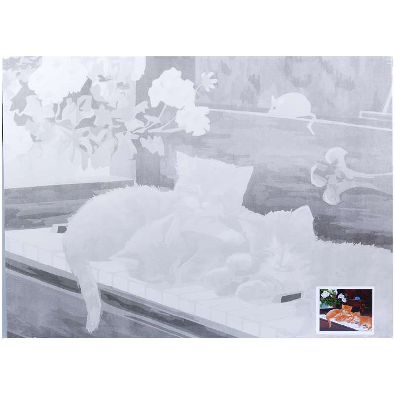 Audekls uz kartona ar skici, Kaķēni, 30x40 cm 