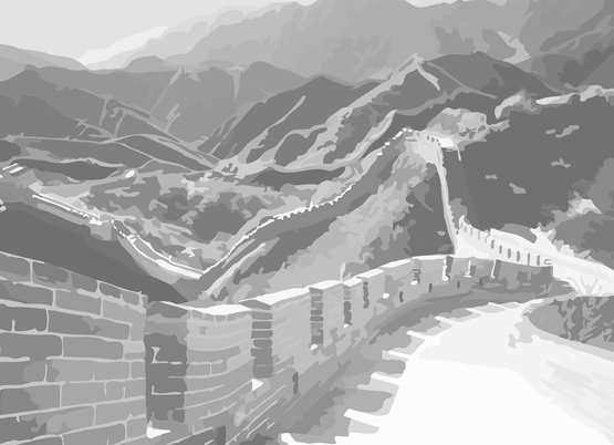 Audekls uz kartona ar skici, Lielais Ķīnas mūris, 30x40 cm 
