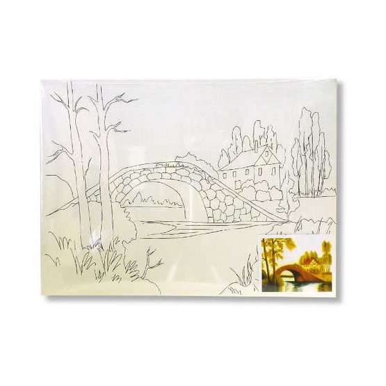 Audekls uz kartona ar kontūru, Vāze ar saulespuķēm, 30x40 cm 