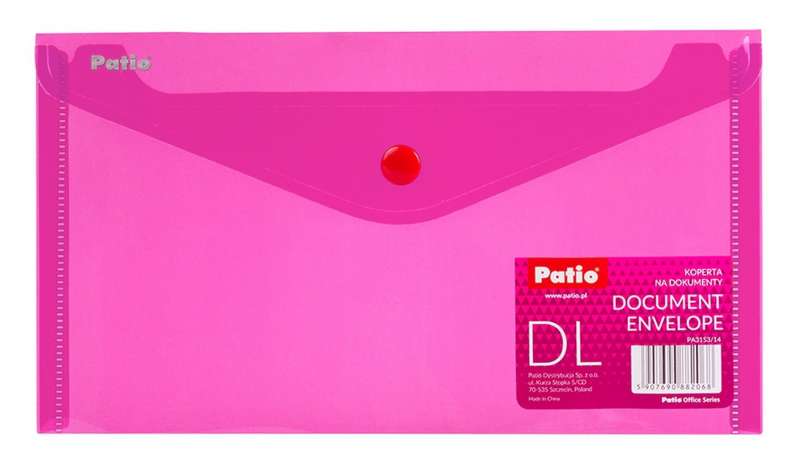 Папка DL 125x225мм с кнопкой PATIO розовая