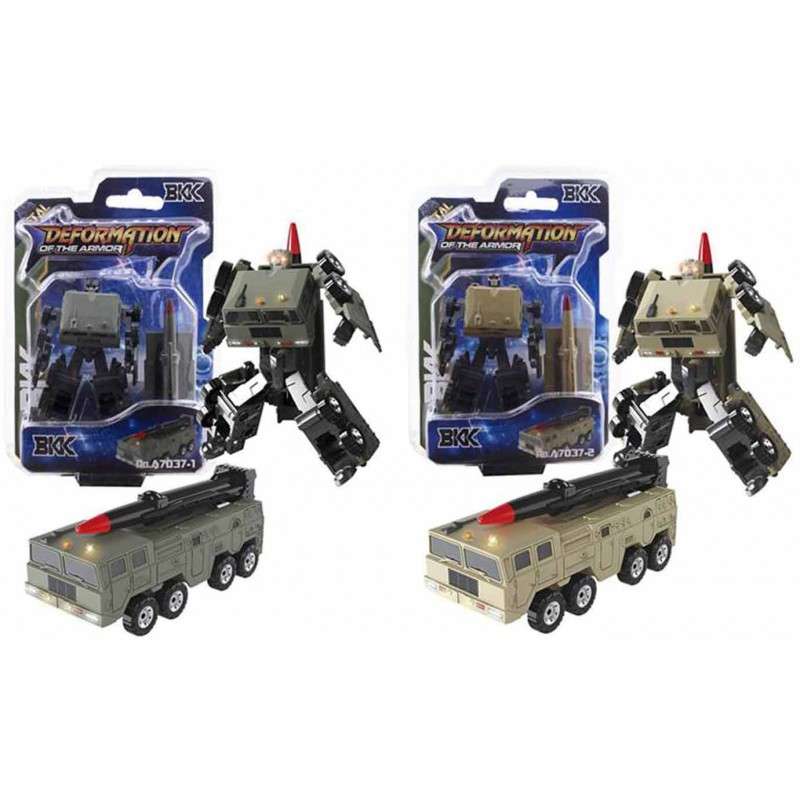 Metāla robots/transformers-militārais transportlīdzeklis