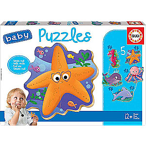 Puzzle EDUCA Tropiskie dzīvnieki, 5gab (2x2, 2x3, 1x4)