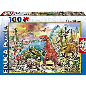 Puzzle EDUCA ar līmi Dinosauri, 100 detaļas