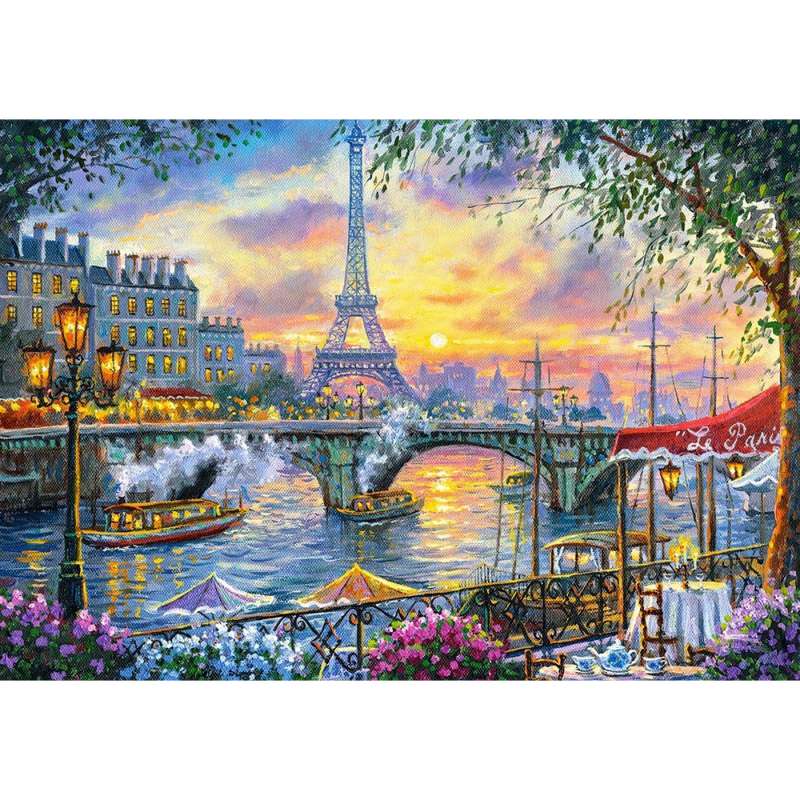 Картина мозаикой с нанесенной рамкой (40х50) ПАРИЖ НА ЗАКАТЕ (36 цветов) 