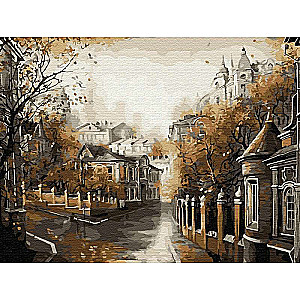 Glezna pēc numuriem ar krāsainu shēmu uz audekla (30x40) MASKAVAS RUDENS (16 krāsas)