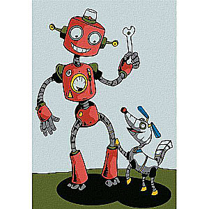 Glezna pēc numuriem 20x30 ROBOTS AR SUNI (7 krāsas)