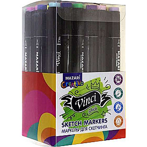 Divpusējie VINCI BLACK skiču marķieri, 36 krāsas.