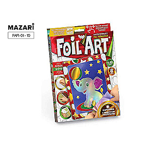 Radošās radošās aktivitātes komplekts Aplikācija ar krāsainu foliju, sērija FOIL ART, Zilonis, 20,5 x 26 cm