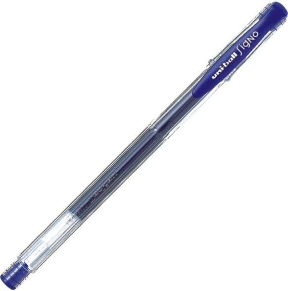 Гелевая ручка синяя 0,5мм Uni-Ball Signo Micro прозрачный корпус
