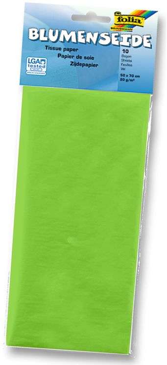  Тонкая шелковая бумага FOLIA LIGHT GREEN  5 страниц 50x70см