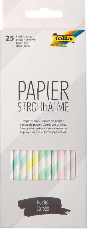 Papīra salmiņi FOLIA Pastel stripes,19,7cm 25 gab