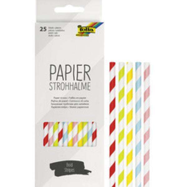 Papīra salmiņi FOLIA Bold stripes,19,7cm 25 gab