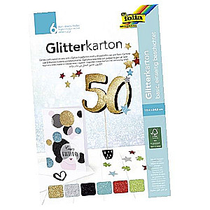 Bloks ar glitter-papīru FOLIA Basic 17.4x25.5cm 6gab. Mix