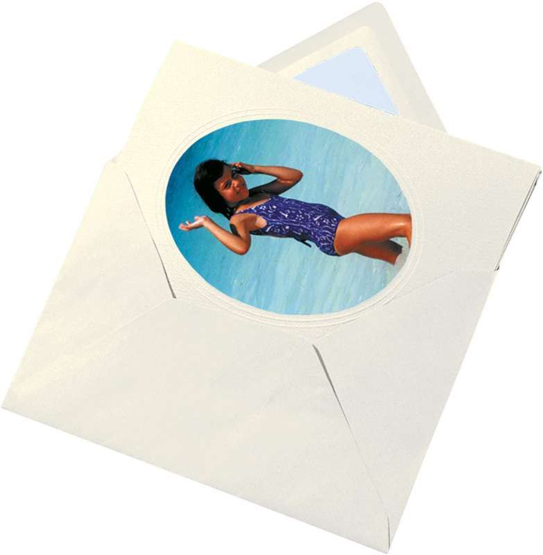 Загатовка открытки с конвертами FOLIA 11x18см овал жемчужно-белый