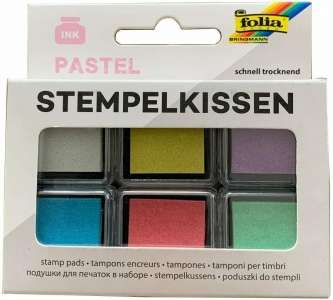 Zīmogu tintes spilventiņš dekoram FOLIA Pastel,6 krāsas
