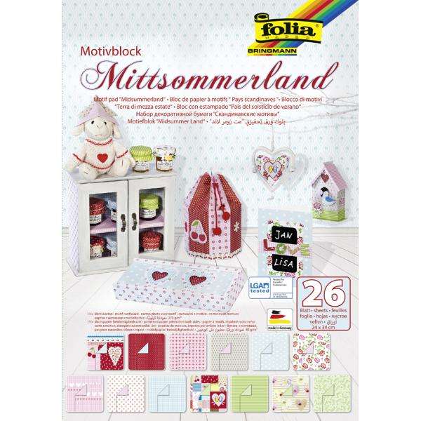 Дизайнерский картонный набор FOLIA Midsummerland 24x34см, 26 стр Mix