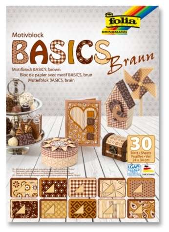 Дизайнерский картонный набор FOLIA Basics Brown 24x34см, 30 стр Mix