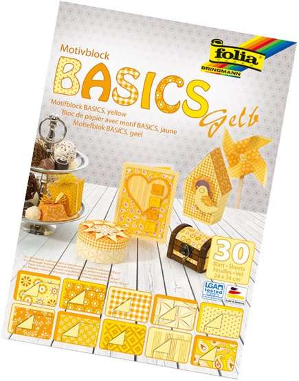  Дизайнерский картонный набор FOLIA Basics желтый 24x34см, 30 страниц Mix