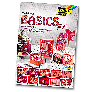 Dizaina kartona komplekts FOLIA Basics red 24x34cm, 30lpp Mix