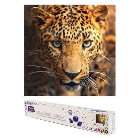 Dimanta mozaīka SKATS LEOPARDS, audums 30x30 cm