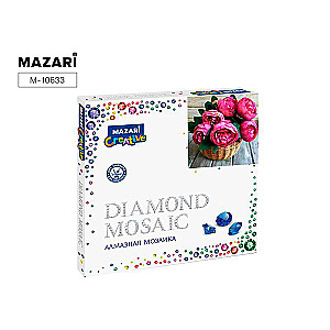 Dimanta mozaīka 30x30 cm (rāmis 28.8x28.8 cm) PIONI KORBĀ
