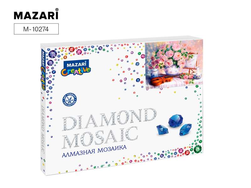 Dimanta mozaīka 40x50 cm (rāmis 52x40.5 cm)  NATŪRMORTS AR SKRIPKU