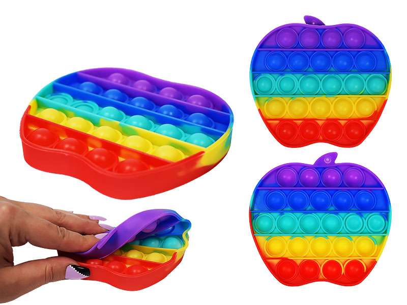 Silikona antistresa rotaļlieta POP-IT, ābols, varavīksne